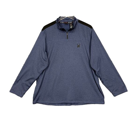 Spyder Shirt Mens XL Blue Active‎ 1/4 Zip Pullover Lightweight Mock Neck Stretch - Picture 1 of 10